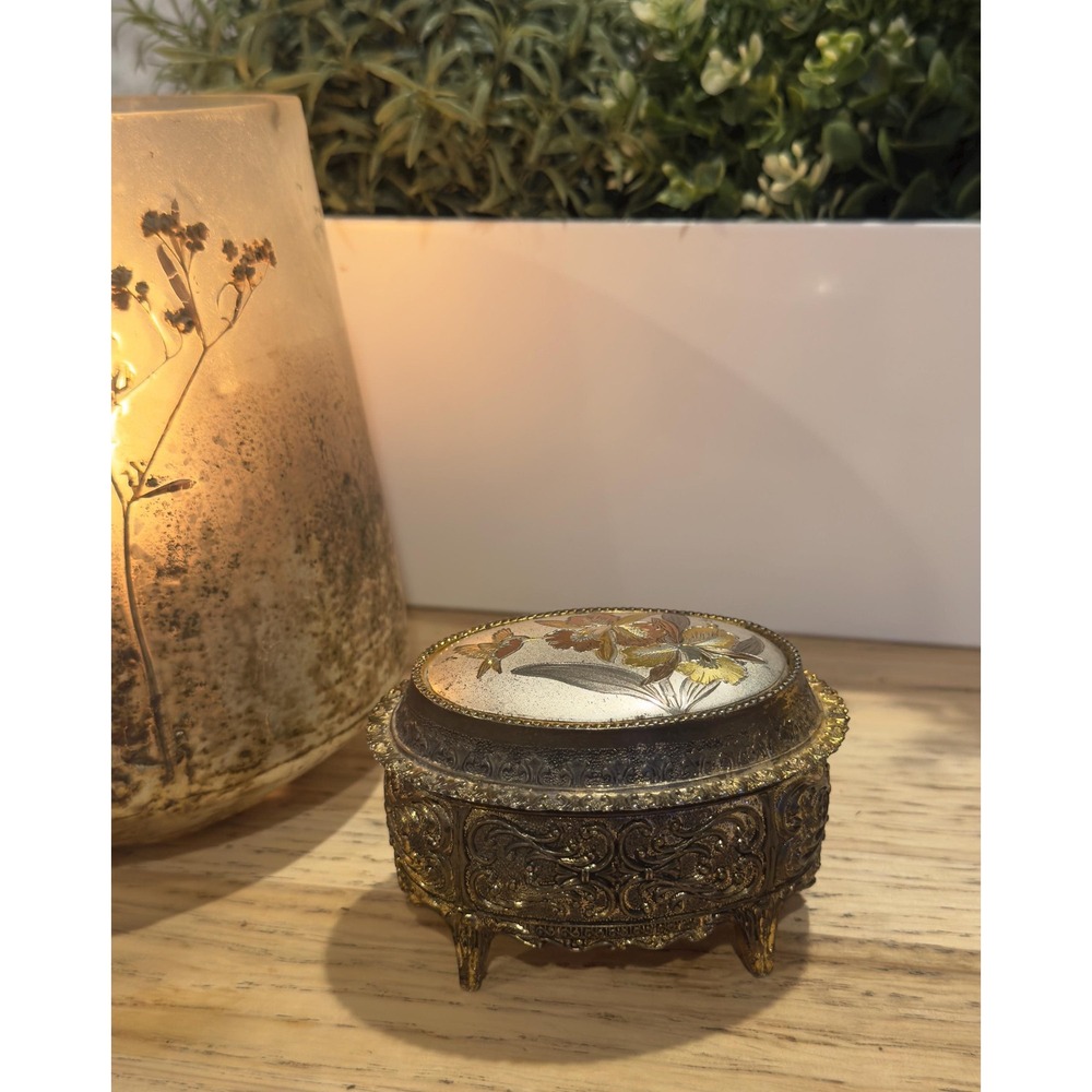 Japanese Music Trinket Box –Gold Hummingbird Design Decorative Accent 4x2.5